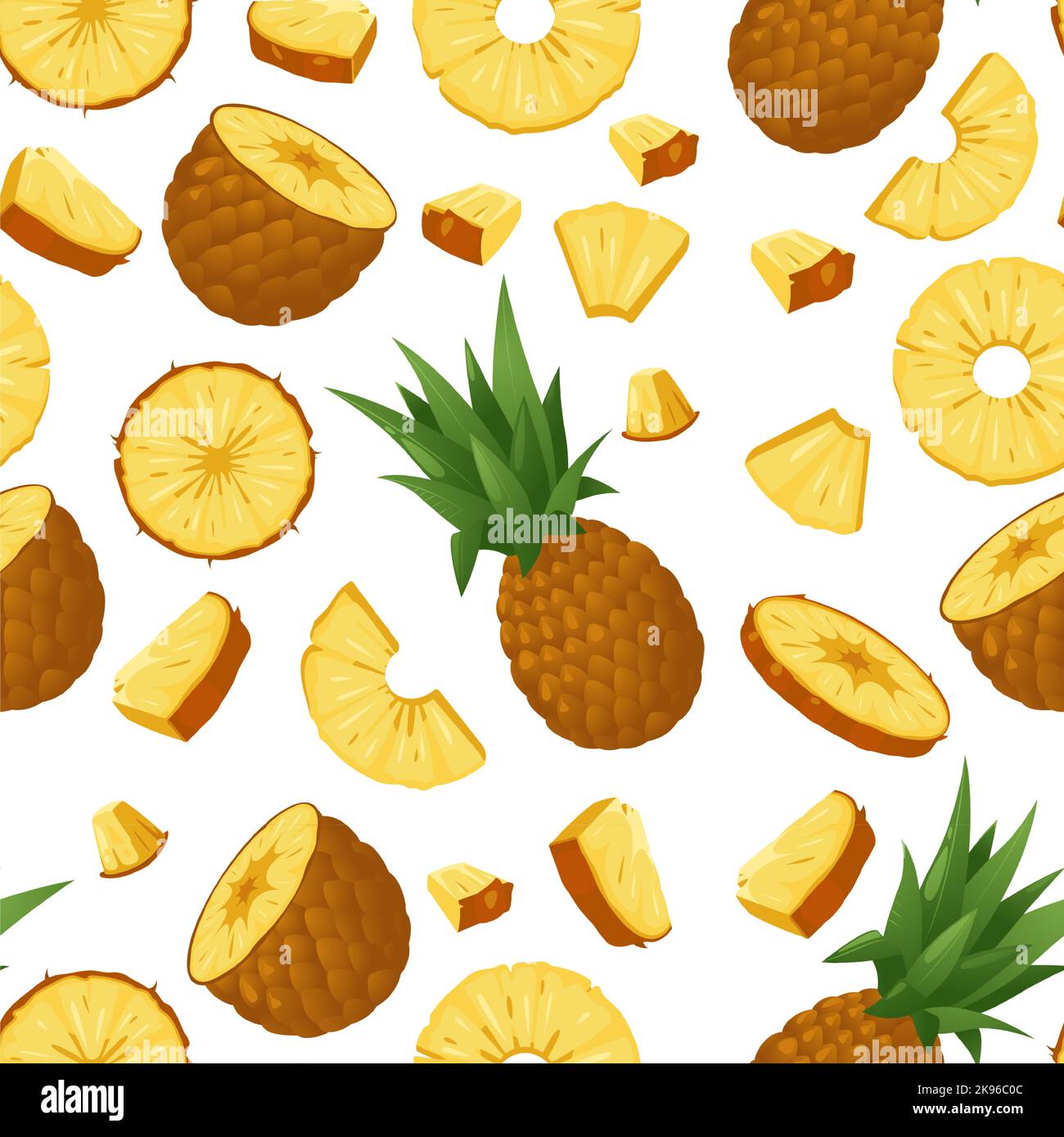 Exotic pineapple pattern. Seamless print of organic fruit, tropical