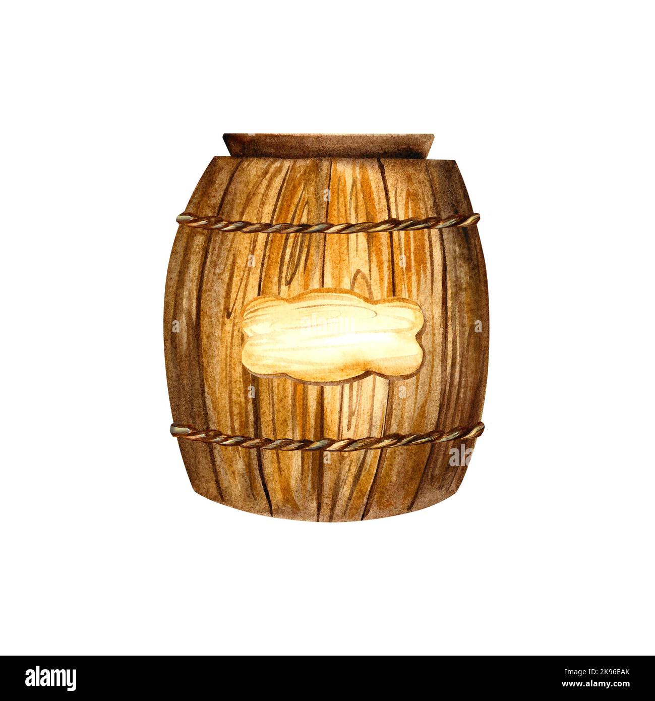 Wooden barrel. For wine mead, beer. Isolate on white background