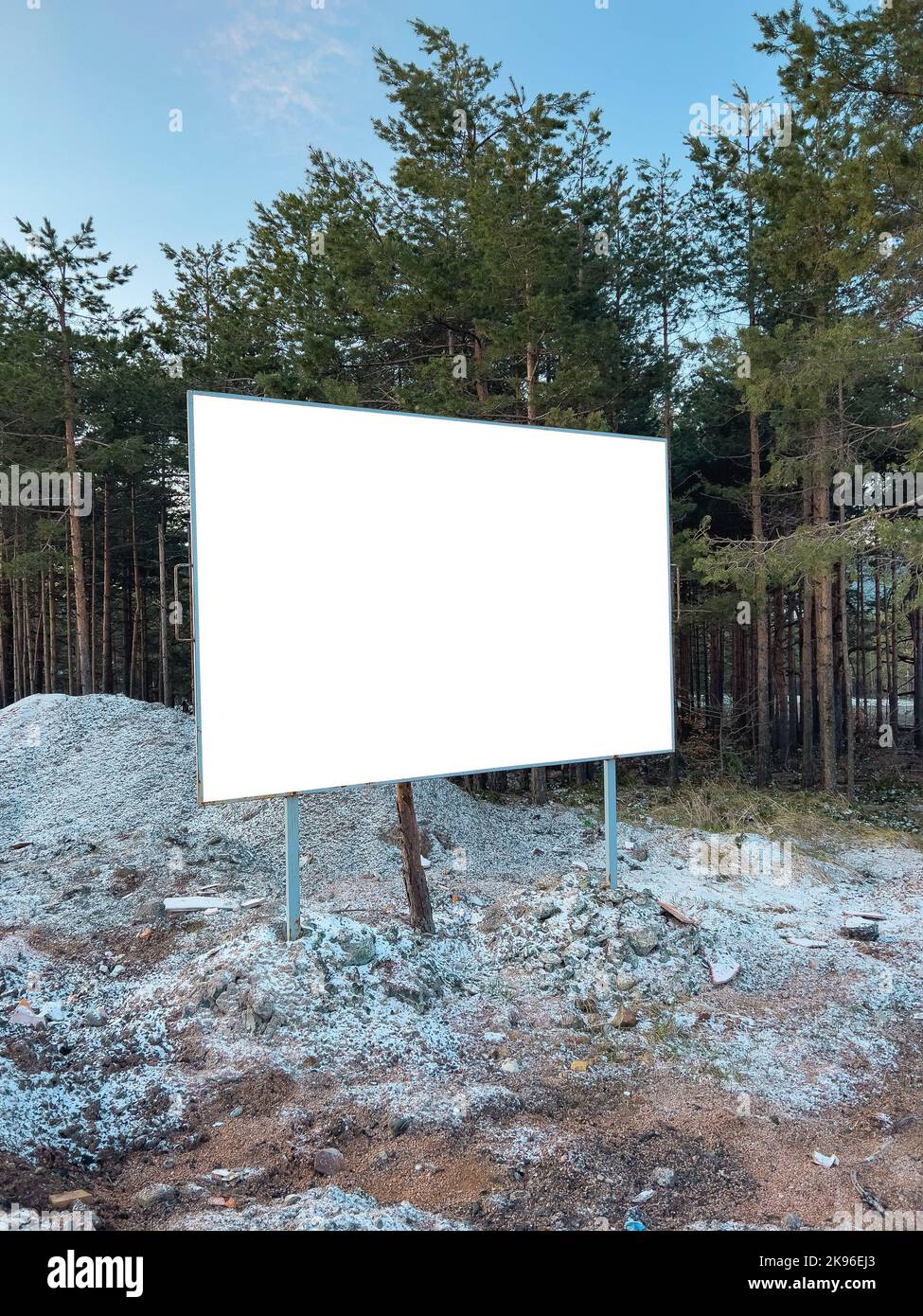 A white blank billboard in the forest Stock Photo - Alamy