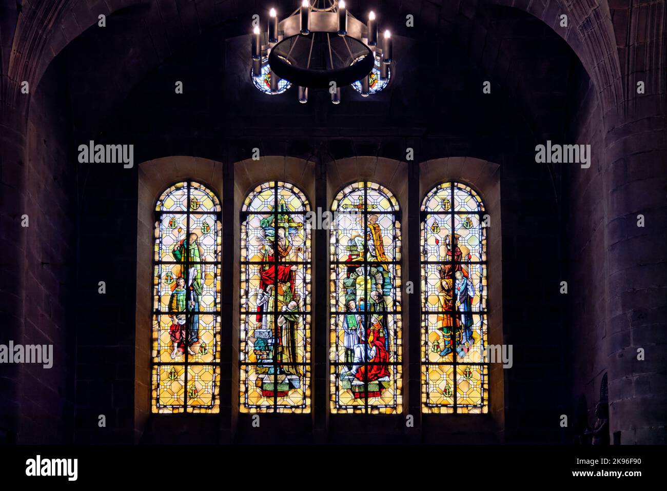 Saint Malo Brittany France. Cathedral Saint Vincent. Stained glass Stock Photo