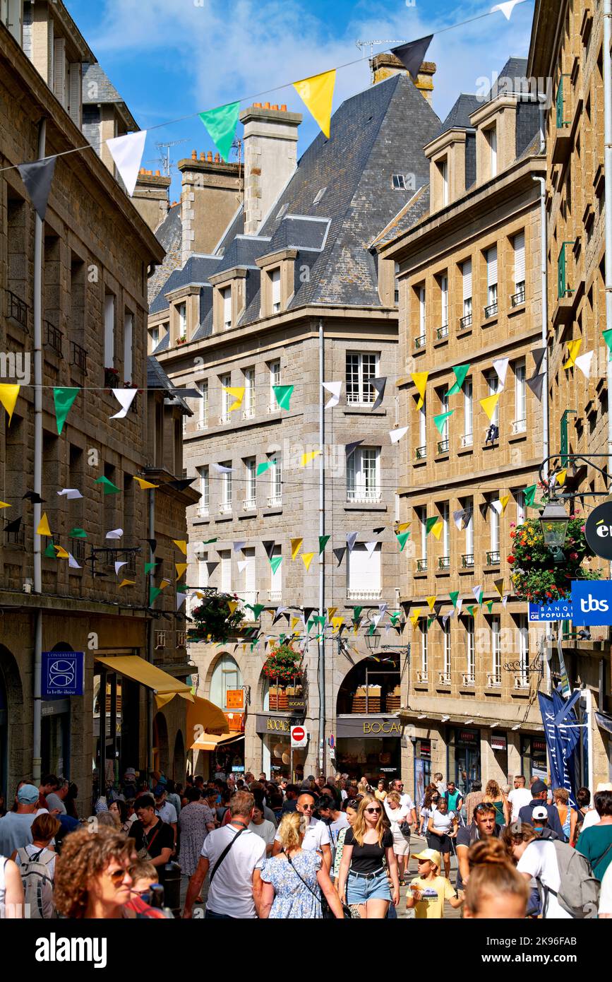 Saint Malo Brittany France. The busy streets of the old town Stock