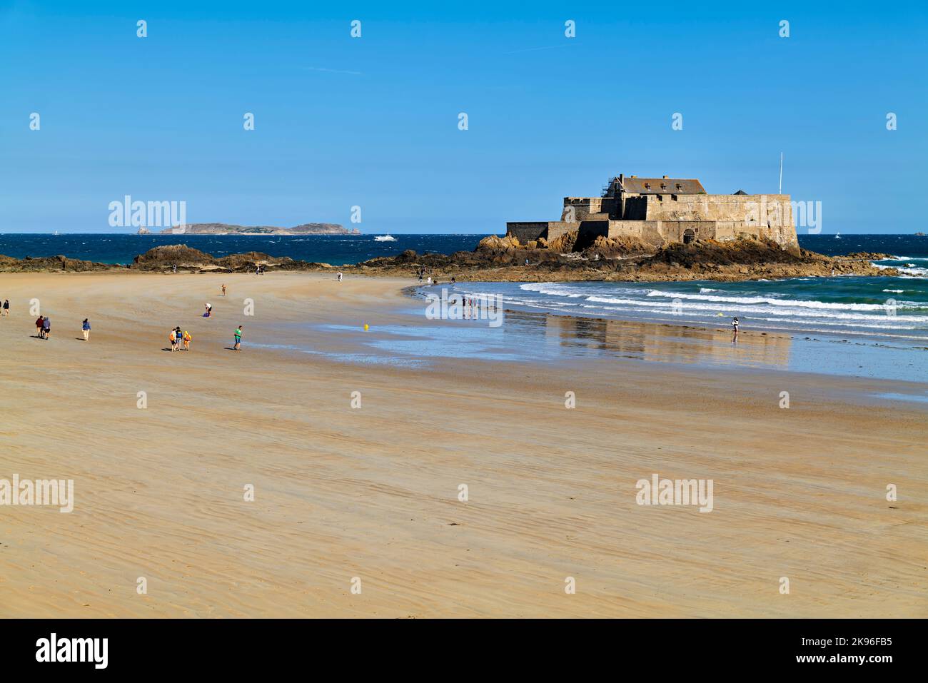 Saint Malo Brittany France. Grand plage du Sillon (Sillon beach). The ...