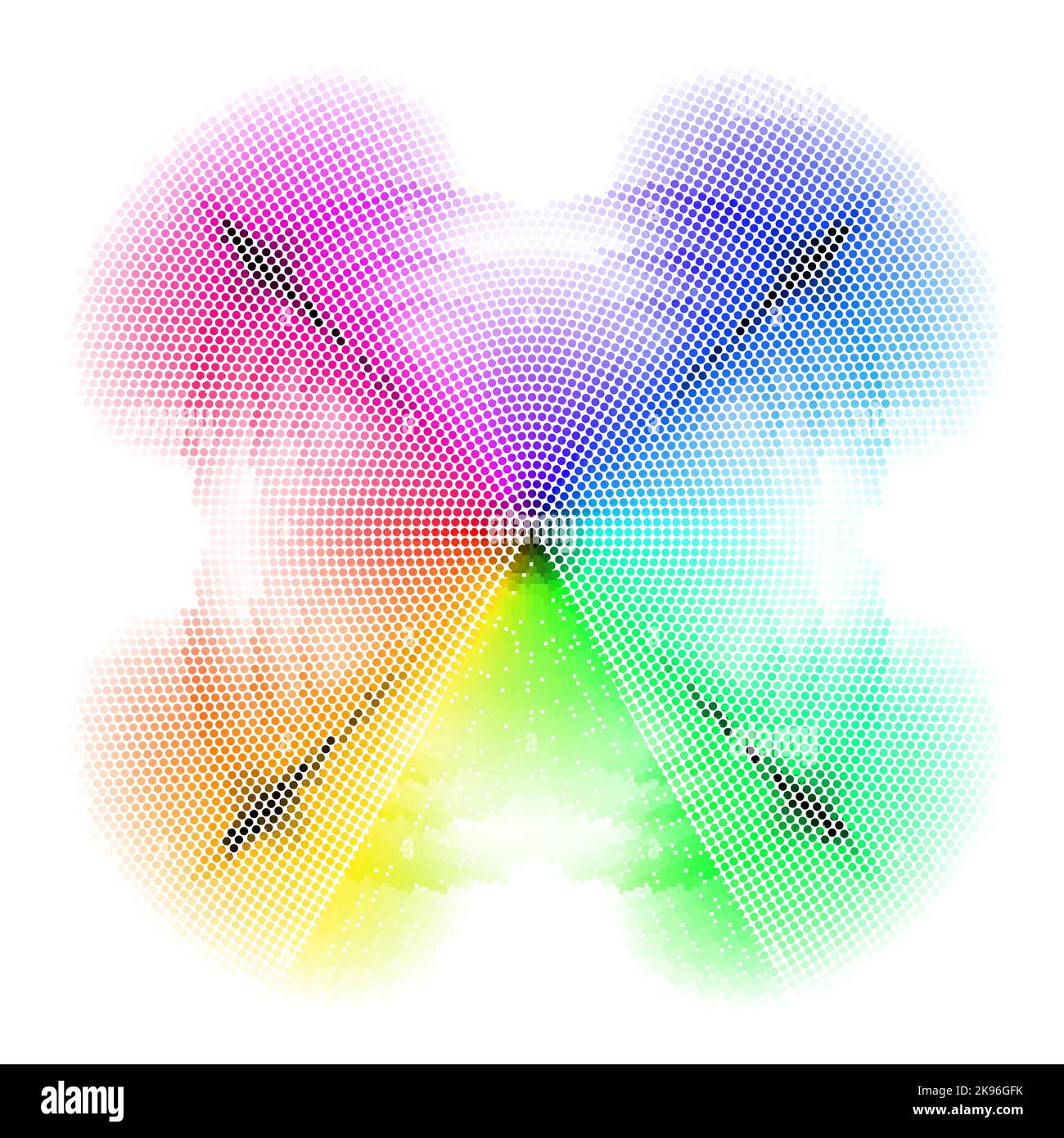 Quadrangular different colored mosaic with white backdrop. Stock Vector