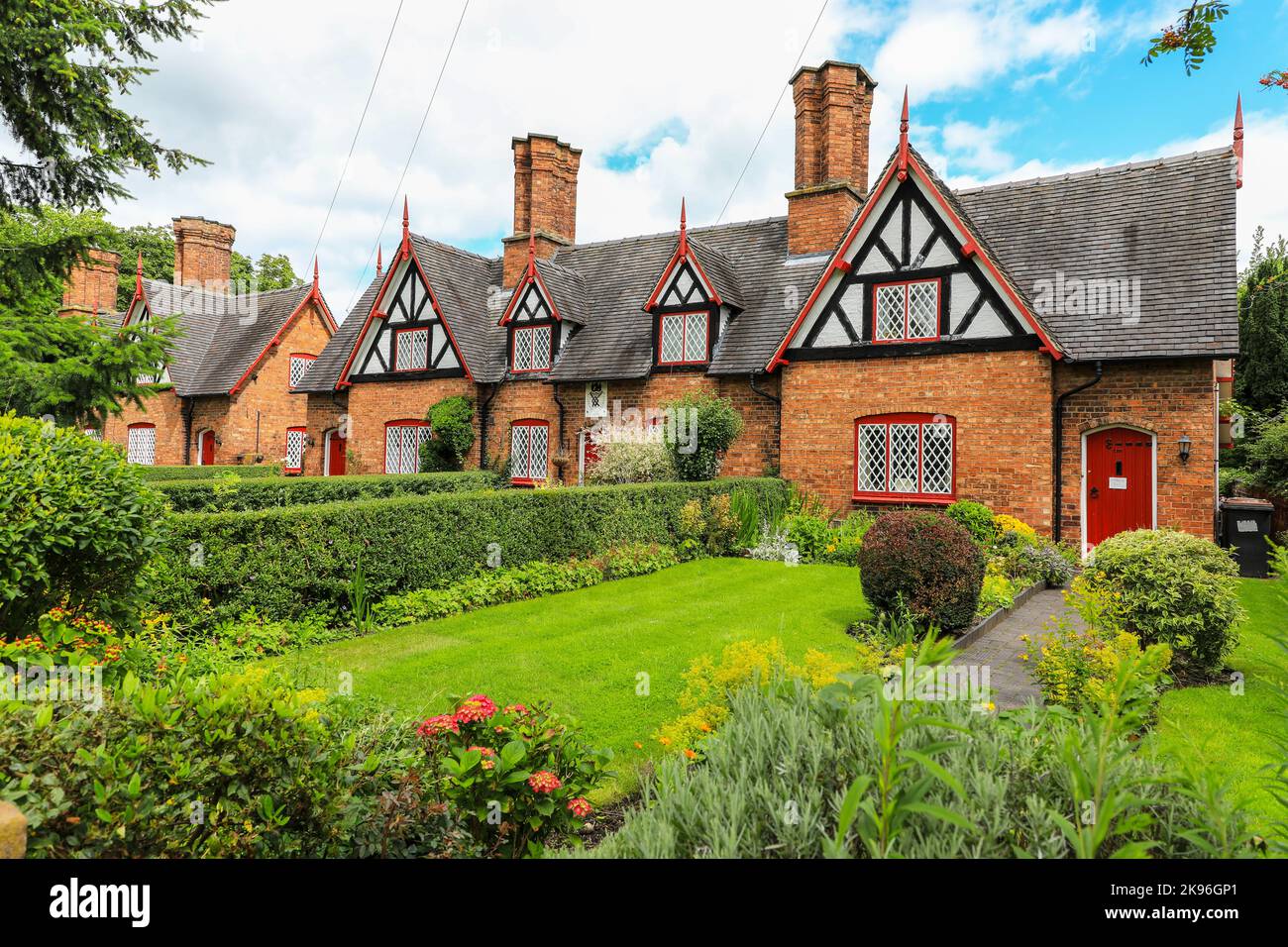 The Tollemache Almshouses, Wilbraham's Almshouses, Wilbraham Almshouses or Welsh Row Almshouses in Nantwich, Cheshire, England, UK Stock Photo