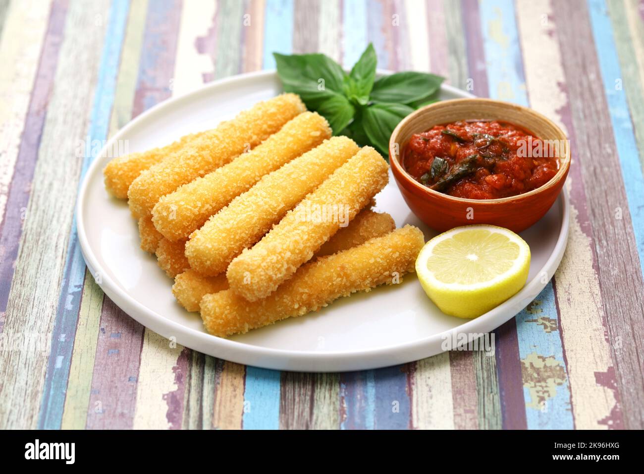 homemade mozzarella sticks and marinara sauce Stock Photo Alamy