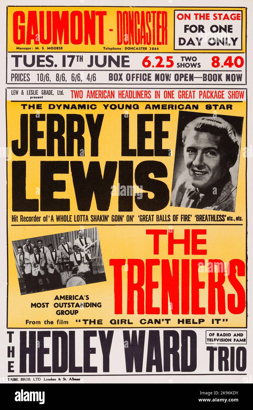 Jerry Lee Lewis/1958 UKライブ・ポスター/50s R&R アート