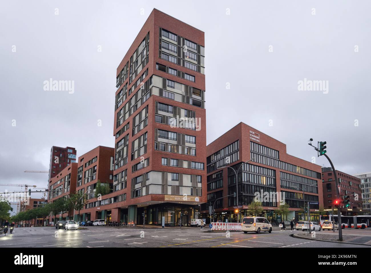 Hamburg, Germany - Sept 2022:  Modern residential and commercial building in Hafencity designed by Trojan + Partner Dietz Joppien Architekten Stock Photo