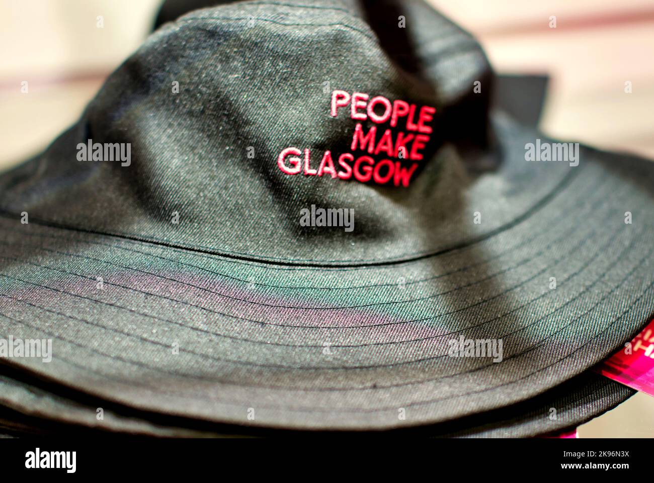 people make Glasgow souvenir hat Stock Photo