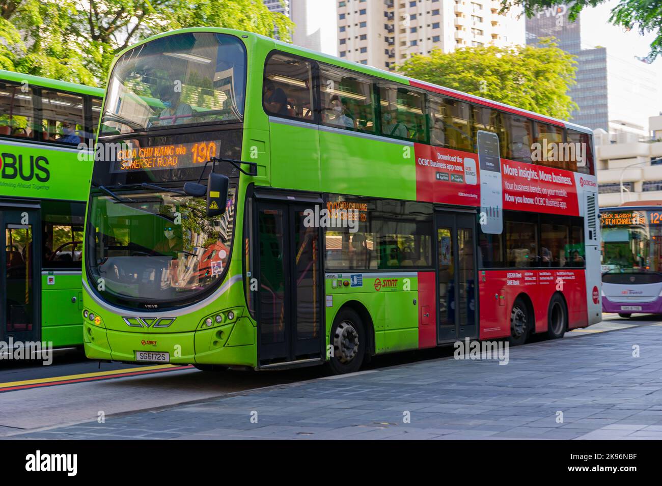 A passing bus in Singapore Stock Photo