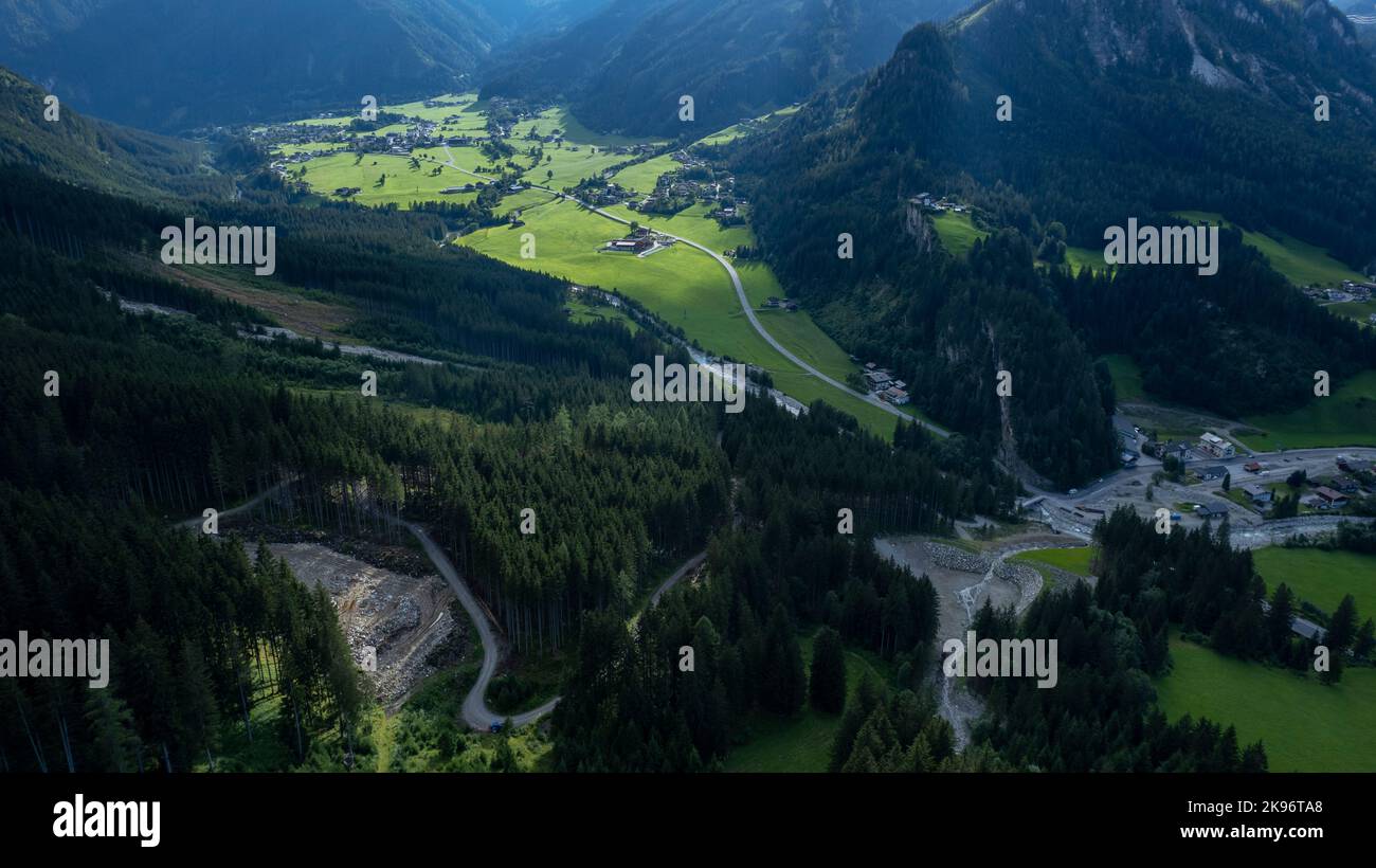 An aerial view of the green mountains in Salzburg Stock Photo - Alamy