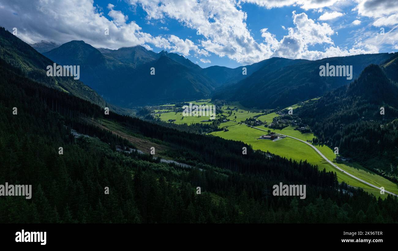 An aerial view of the green mountains in Salzburg Stock Photo - Alamy
