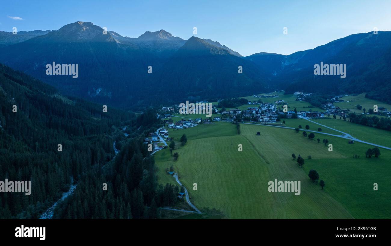An aerial view of the green mountains in Salzburg Stock Photo - Alamy