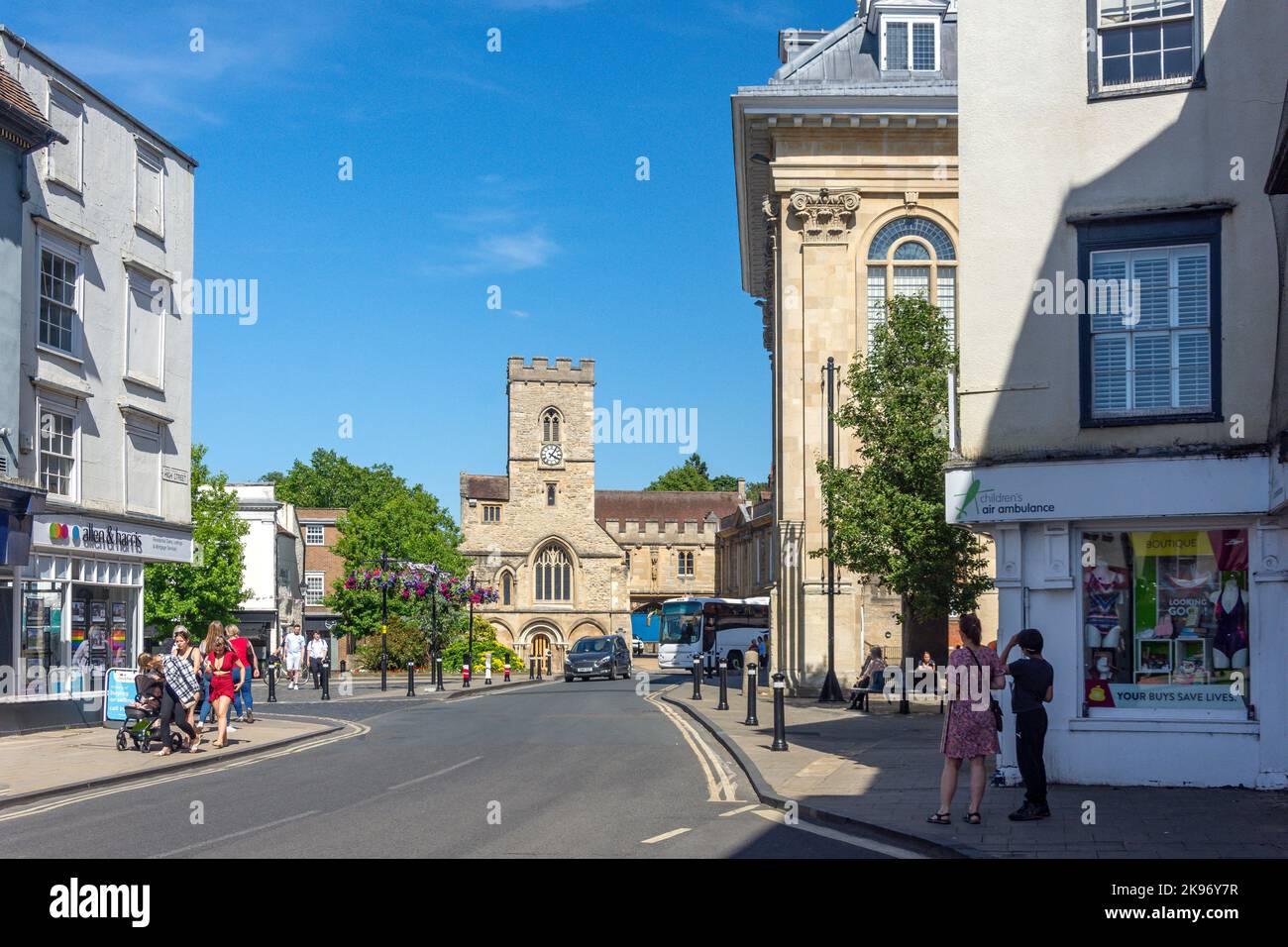 Market Place from High Street, Abingdon-on-Thames, Oxfordshire, England, United Kingdom Stock Photo