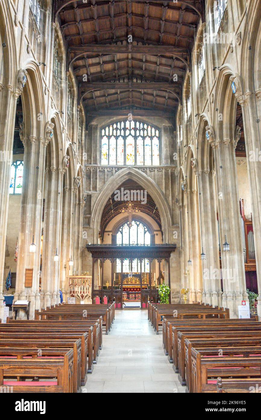 Interior nave of Church of St.John the Baptist Church, Market Place, Cirencester, Gloucestershire, England, United Kingdom Stock Photo