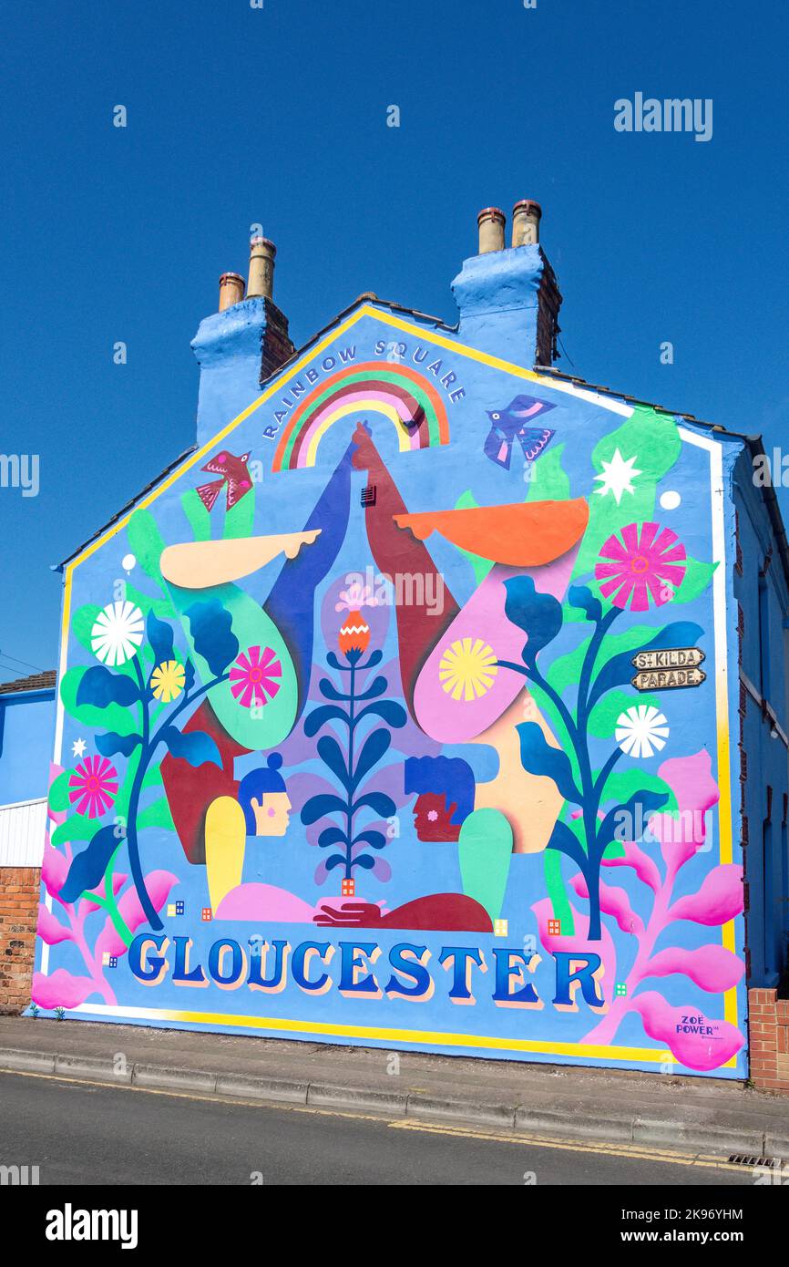 Rainbow square colourful mural st kilda parade gloucester centre hires