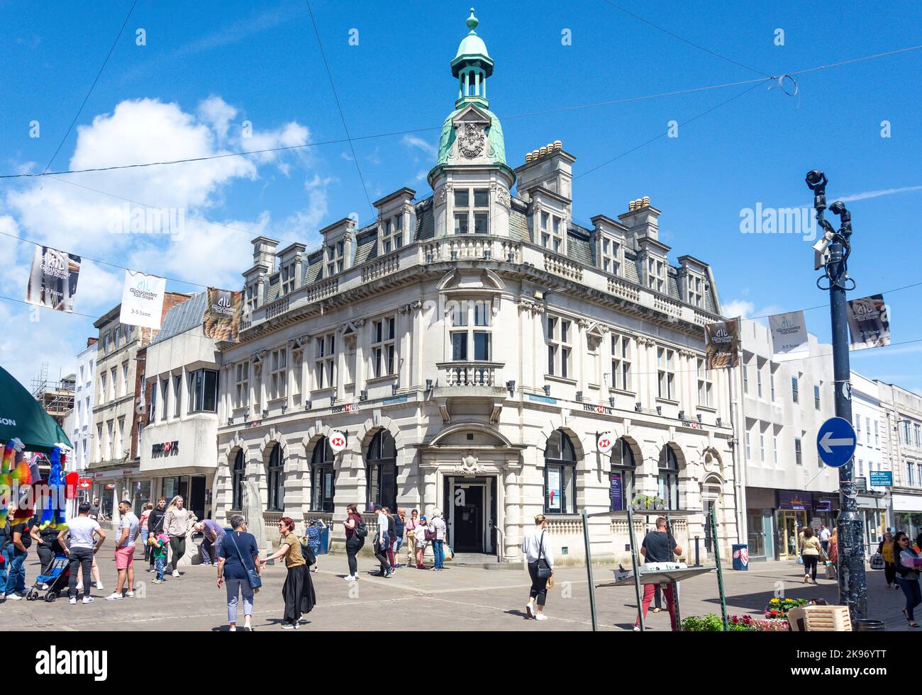 HSBC Bank building, Cnr Westgate and Northgate Street, Gloucester, Gloucestershire, England, United Kingdom Stock Photo