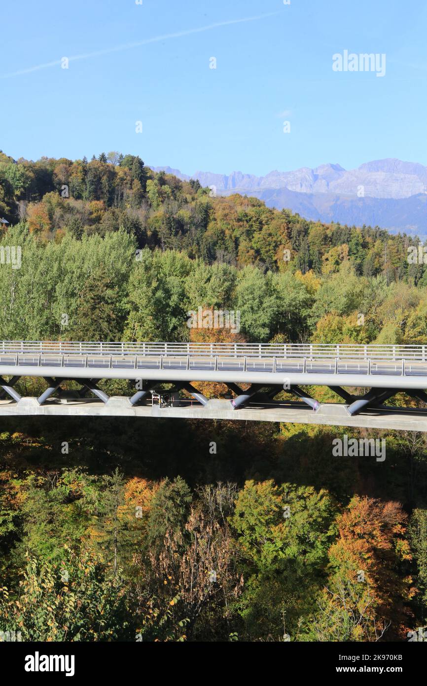 Pont de contournement. Saint-Gervais-les-Bains. Haute-Savoie. Auvergne-Rhône-Alpes. France. Europe. Stock Photo