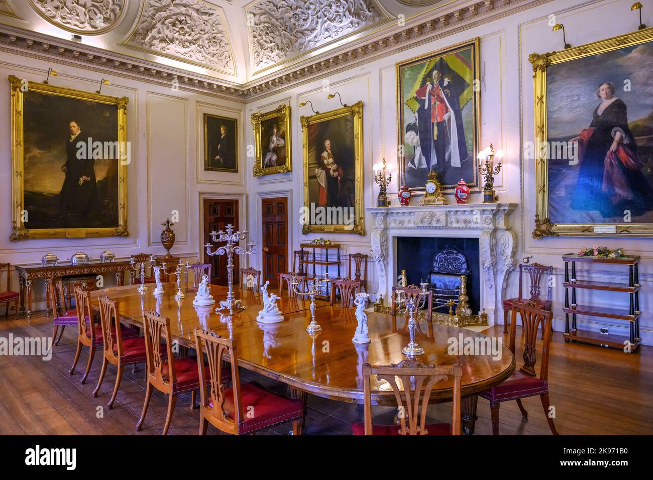 State Dining Room of Harewood House, near Leeds, West Yorkshire, England, UK Stock Photo