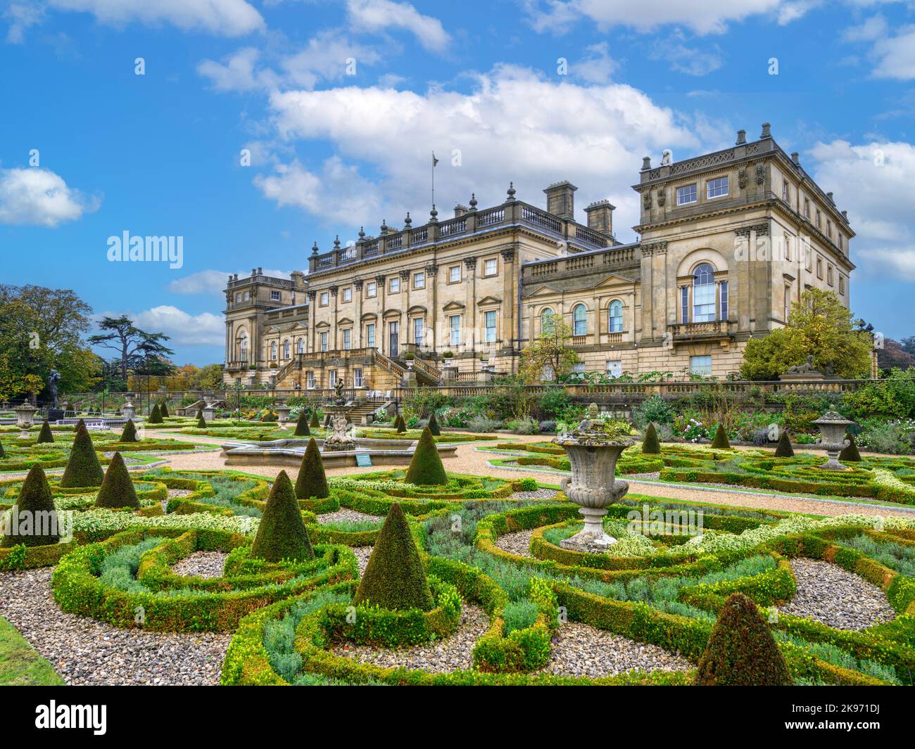 Gardens and rear of Harewood House, near Leeds, West Yorkshire, England, UK Stock Photo