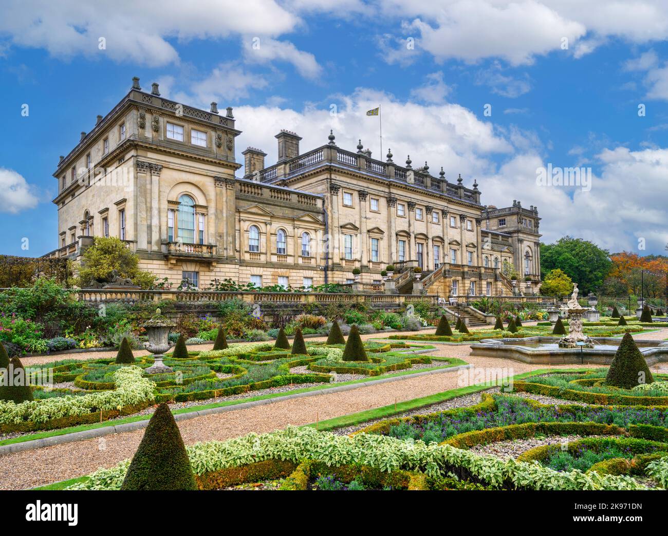 Gardens and rear of Harewood House, near Leeds, West Yorkshire, England, UK Stock Photo