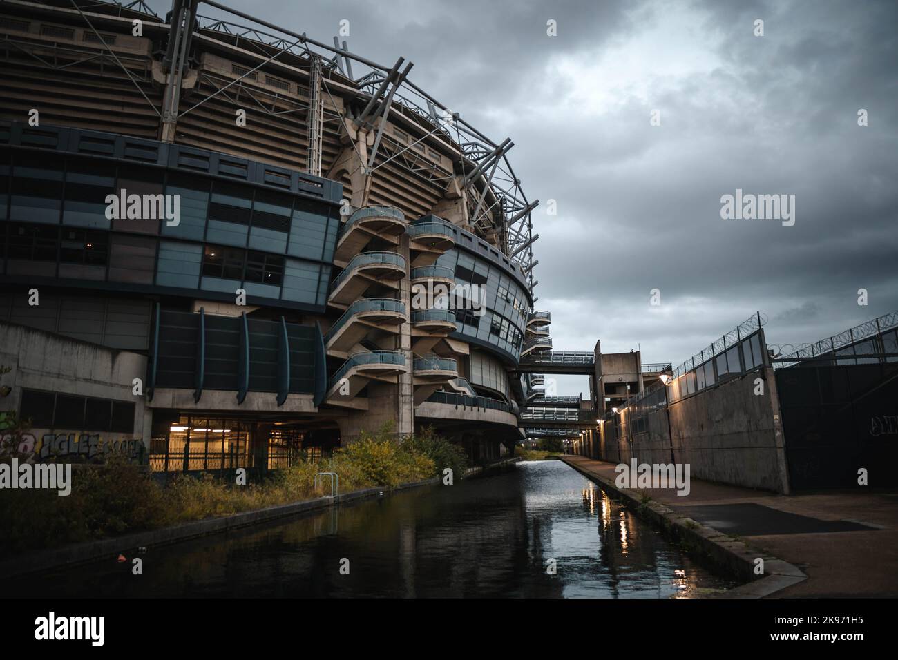 Image of the outside of Croke Park Stadium near Ryoal canal. Stock Photo