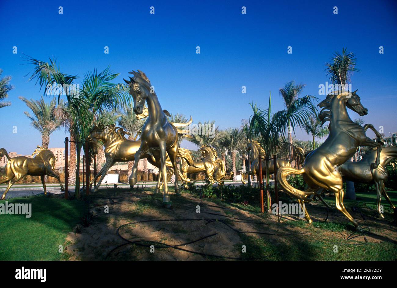 Gardens with Bronze Arabian Horse Statues Madinat Jumeirah Hotel Dubai