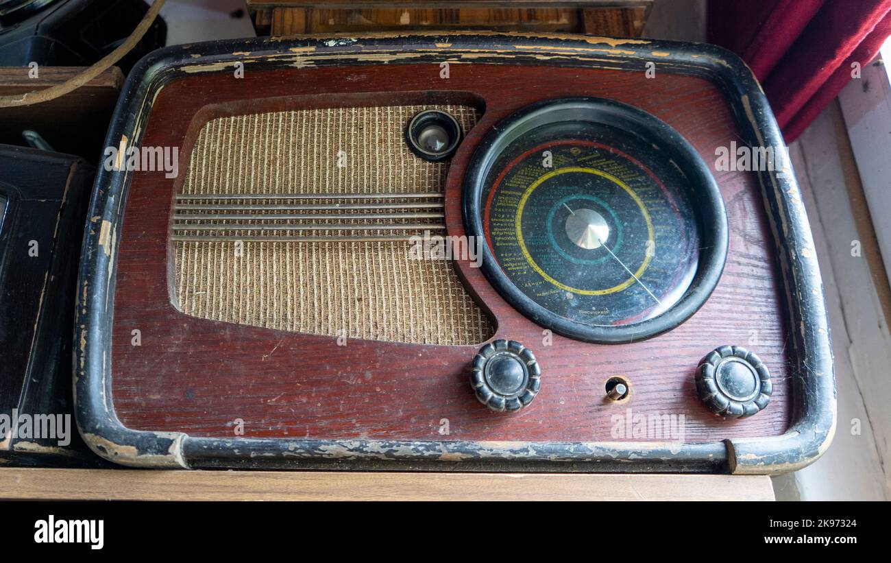 Old Vintage Radio Receiver. Antique Old Brown Radio Soviet Receiver ...