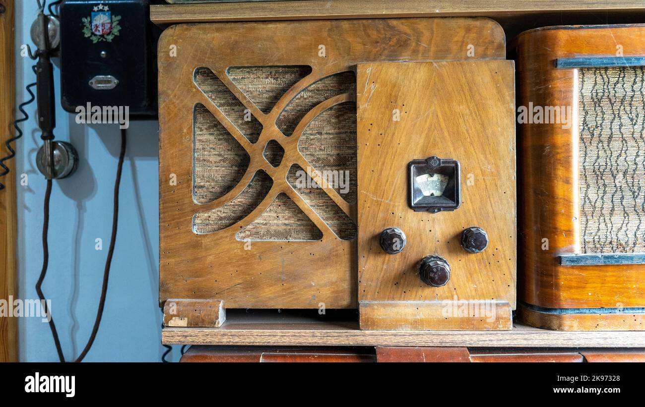 Old Vintage Radio Receiver. Antique Old Brown Radio Soviet Receiver ...