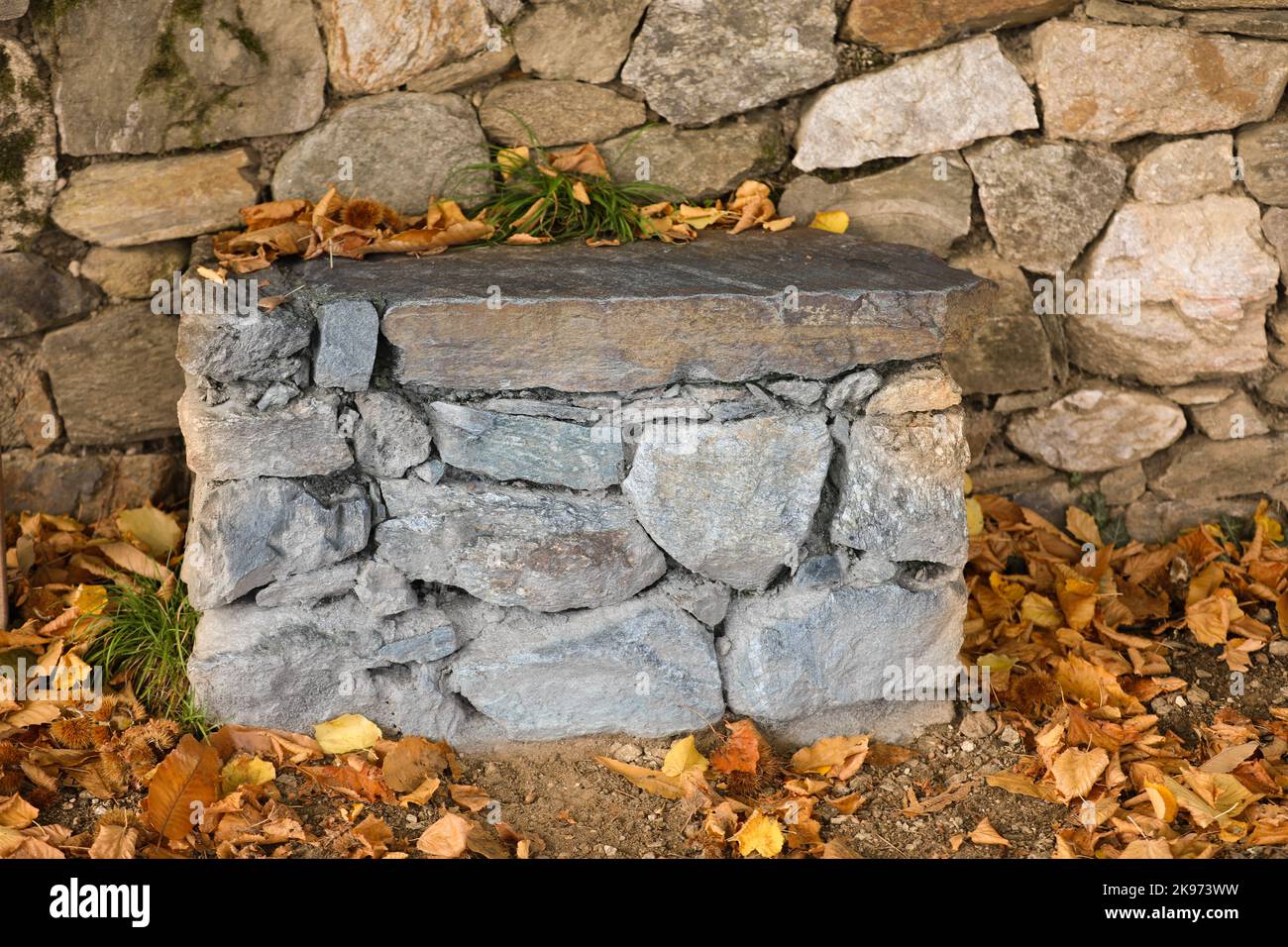 Stone Staircase assembled from stones Stock Photo