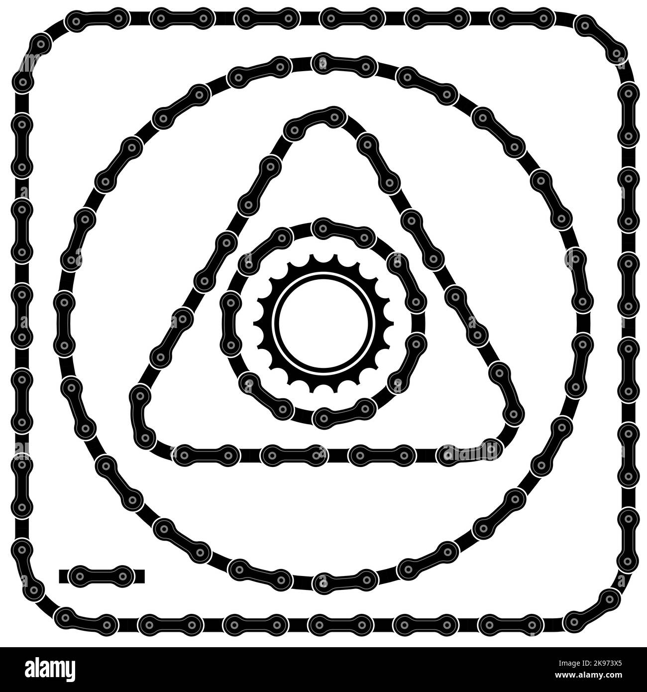 Set of Differente Bicicle Chain Frames Isolated on White Background Stock Vector