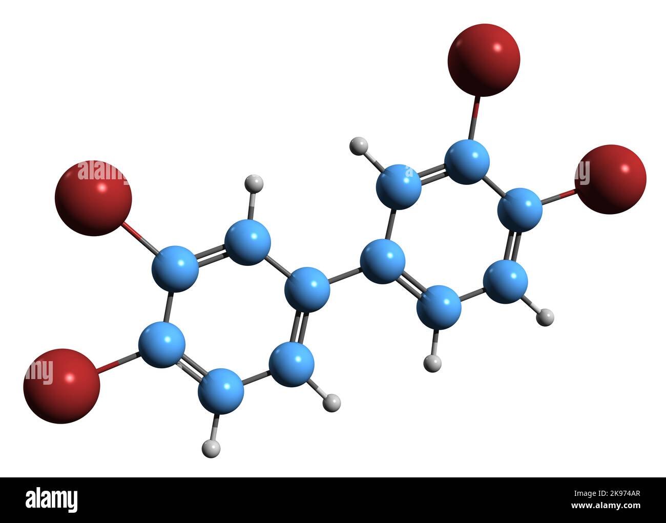 3D image of polybrominated biphenyls skeletal formula molecular