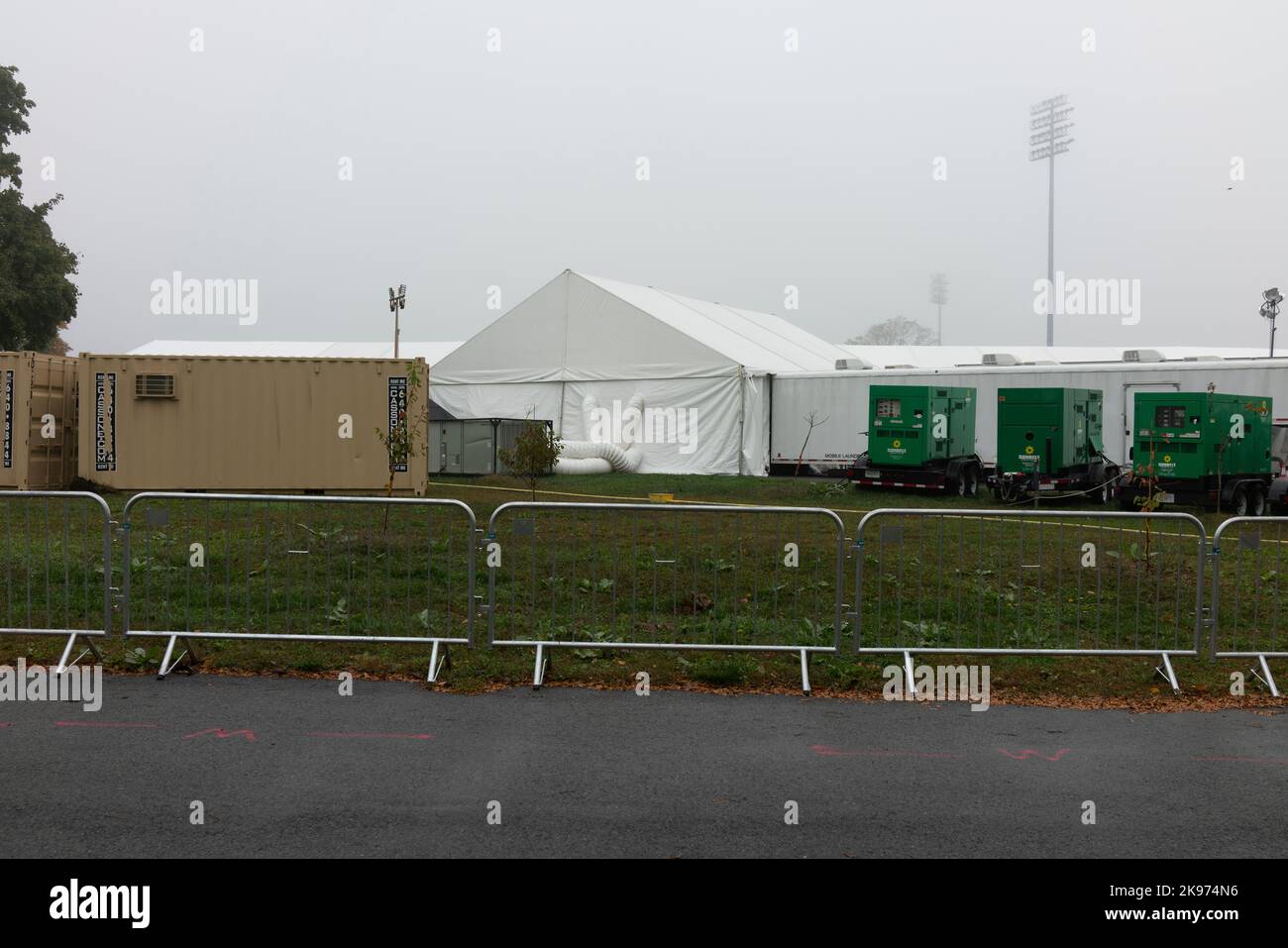 New York, 25/10/2022, Immigrant temporary housing on Randalls Island