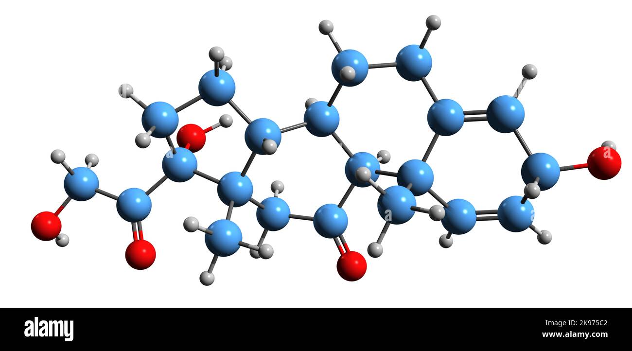 3D image of Prednisone skeletal formula molecular chemical structure