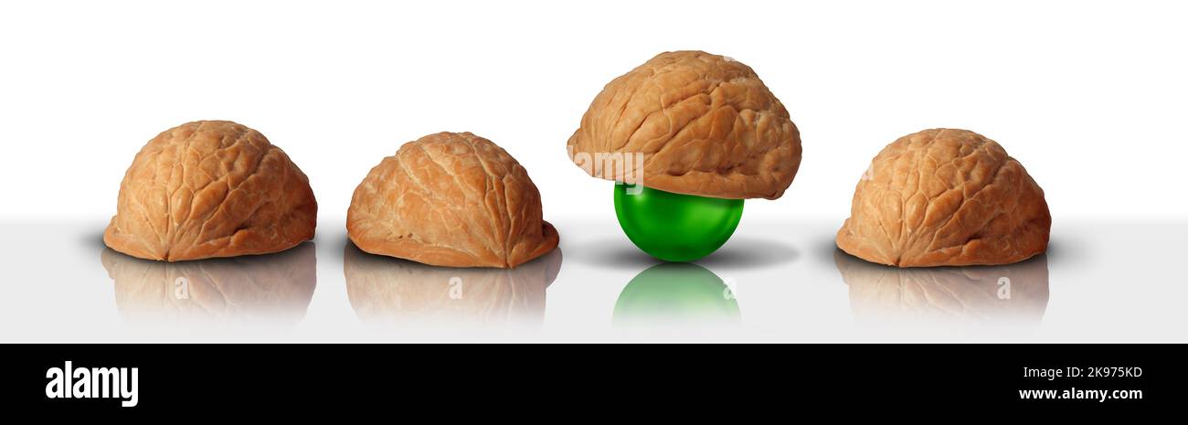 Easy investing and winning in a Shell game with four walnut shells as a business concept of choosing the right investment with the assistance. Stock Photo
