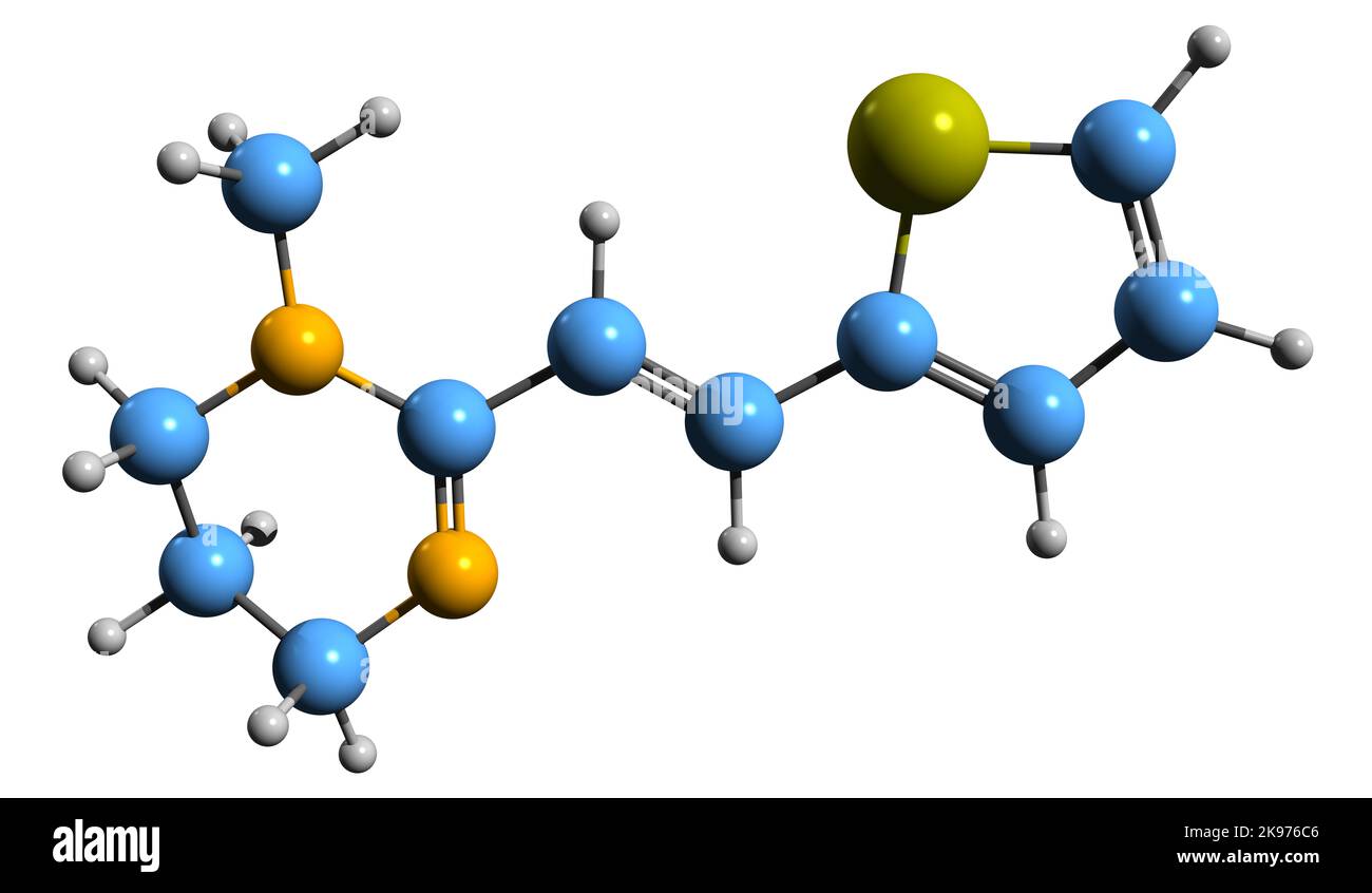 3D image of Pyrantel skeletal formula - molecular chemical structure of antihelminthic medication isolated on white background Stock Photo