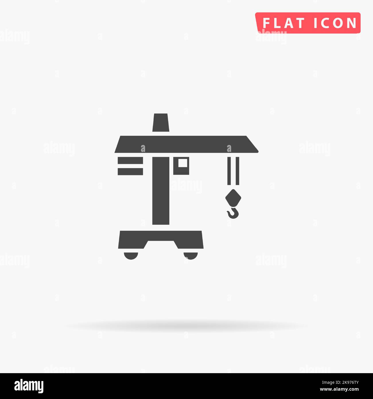 Crane flat vector icon. Hand drawn style design illustrations. Stock Vector