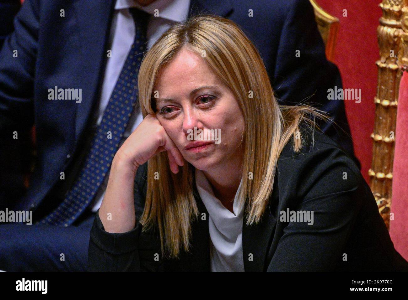 Rome Italy 26th Oct 2022 Giorgia Meloni During The Session In The rome-italy-26th-oct-2022-giorgia-meloni-during-the-session-in-the