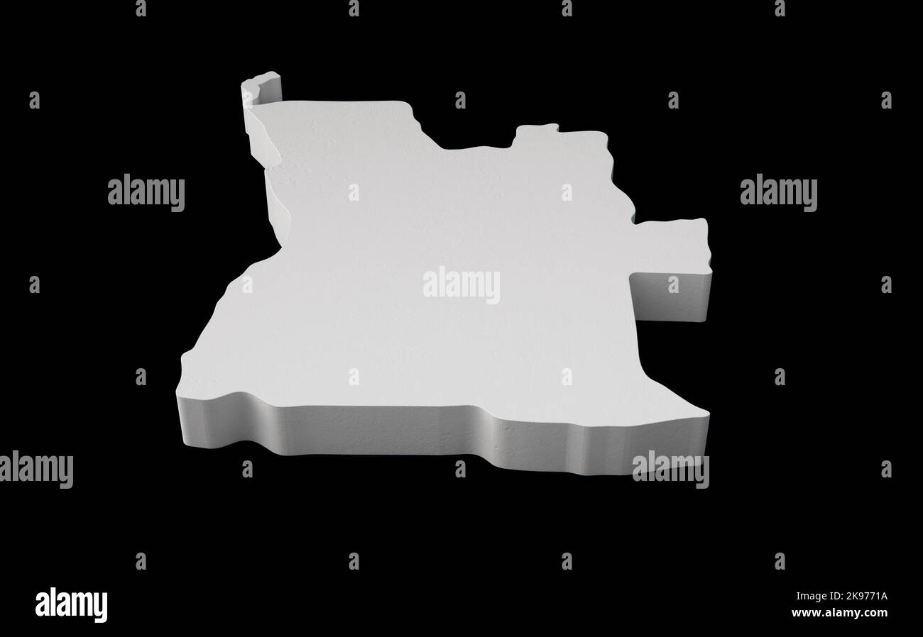 Angola 3D map on black background 3D illustration Stock Photo - Alamy