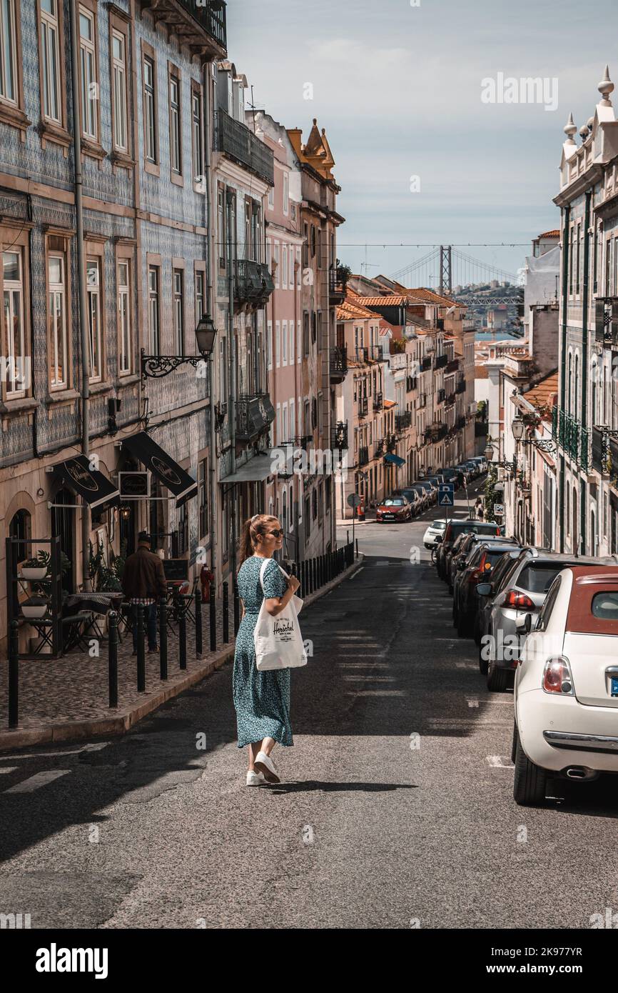 Walking shot narrow old lisbon hi-res stock photography and images - Alamy