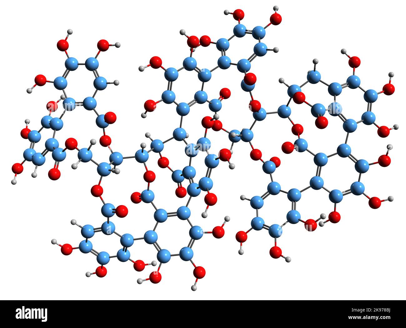 3D image of Roburin A skeletal formula molecular chemical structure of oak wood tannin