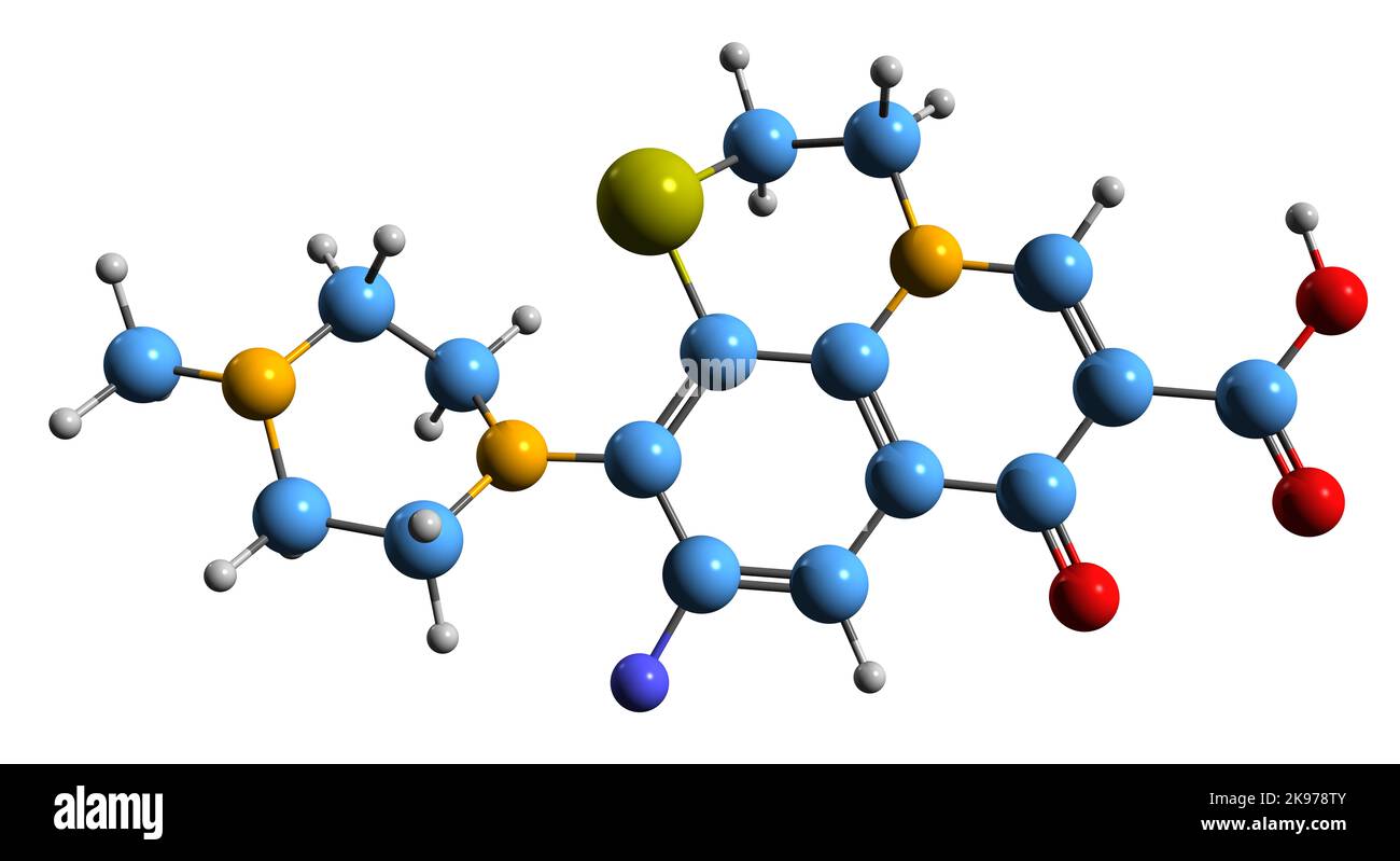3D image of Rufloxacin skeletal formula molecular chemical structure