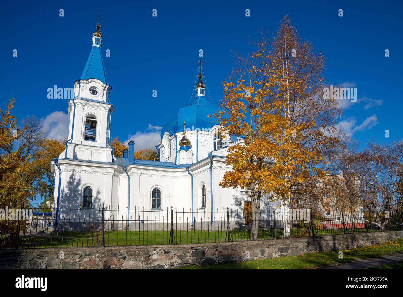 The Church of St. Nicholas the Wonderworker on a sunny autumn day. Sortavala. Karelia, Russia Stock Photo