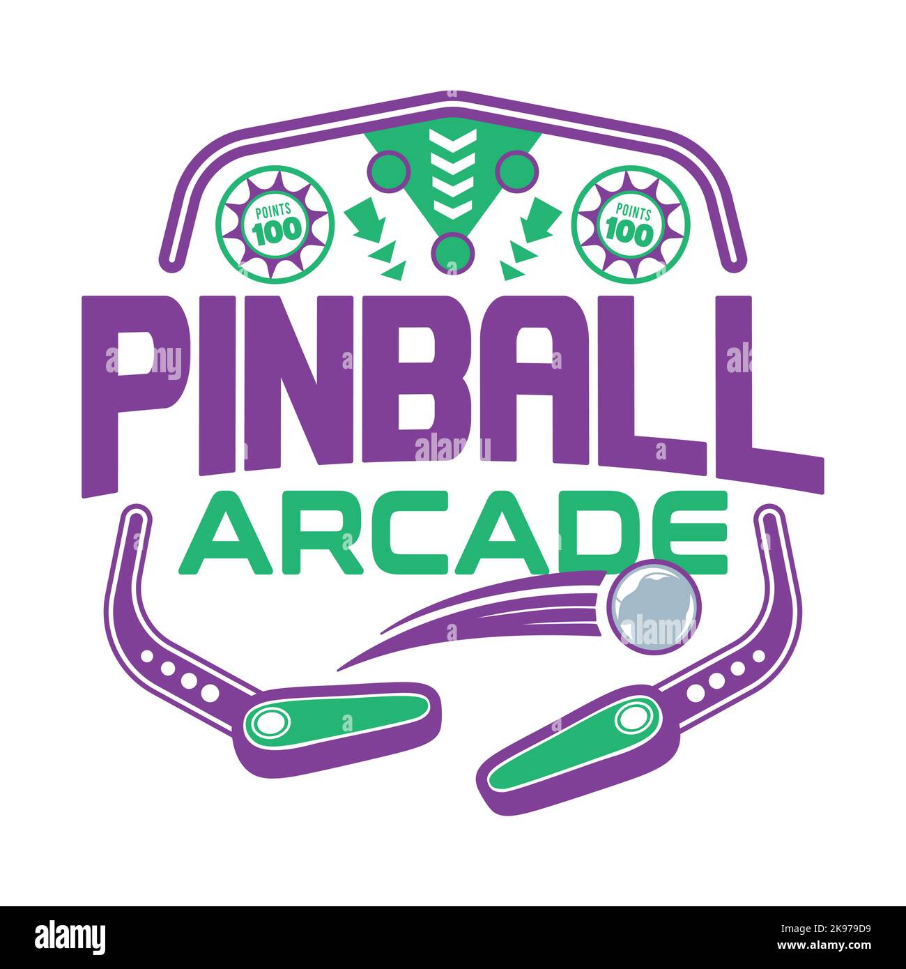 Pinball Game Arcade Vintage Retro Badge Emblem Hipster Logo Vector Icon