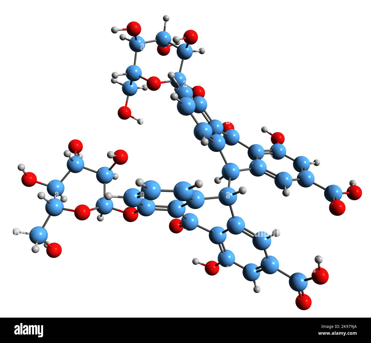 3D image of Senna glycoside skeletal formula - molecular chemical structure of laxative sennoside isolated on white background Stock Photo