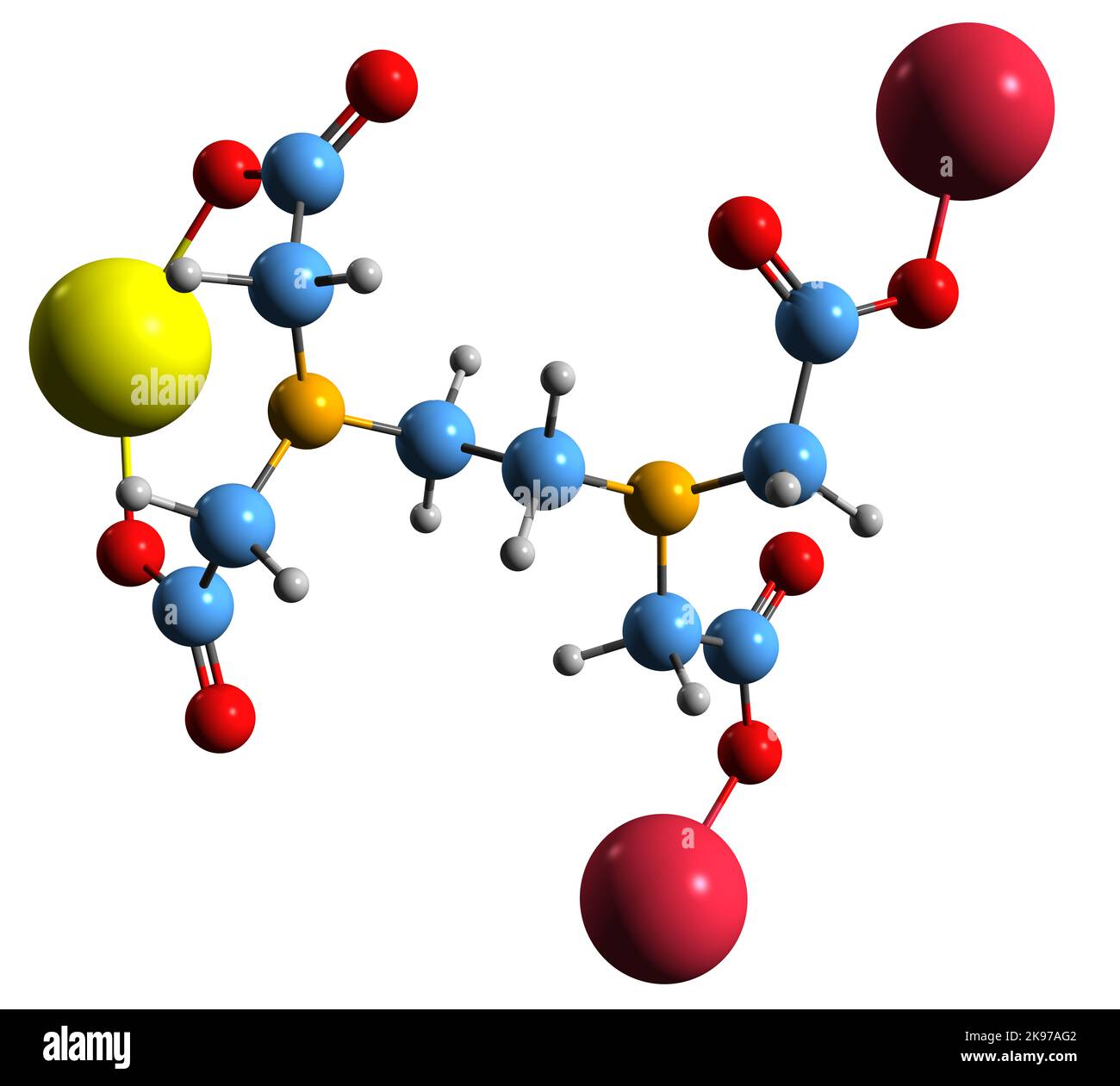 3D image of Sodium calcium edetate skeletal formula - molecular chemical structure of edetate calcium disodium isolated on white background Stock Photo