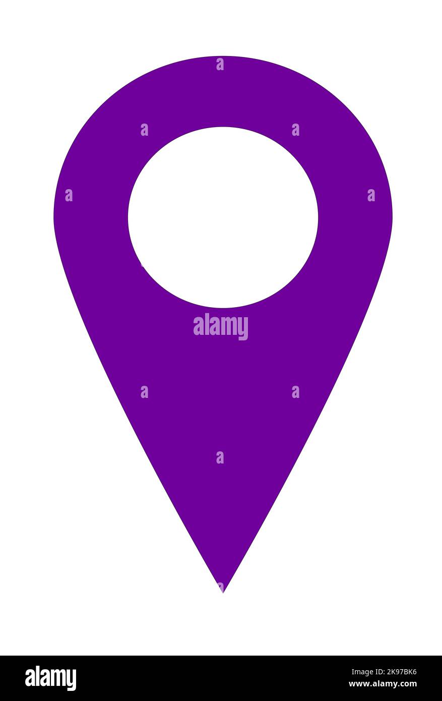 A graphic illustration of Purple map pin for use as an icon or logo 