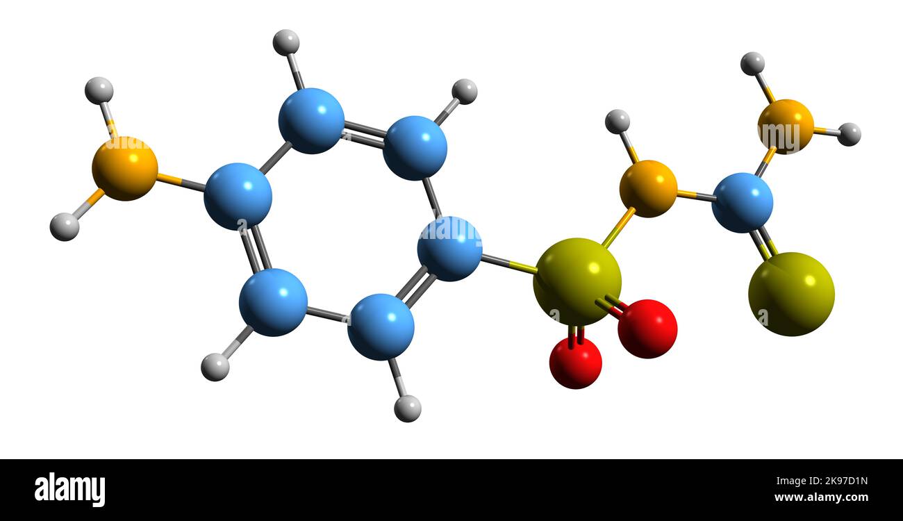 3D image of Sulfathiourea skeletal formula - molecular chemical ...