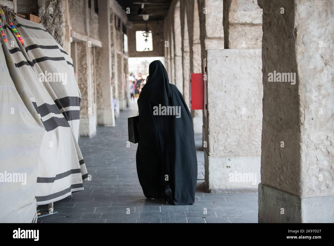 Doha, Qatar- March 05, 2019 : The Qatari family in traditional attire ...