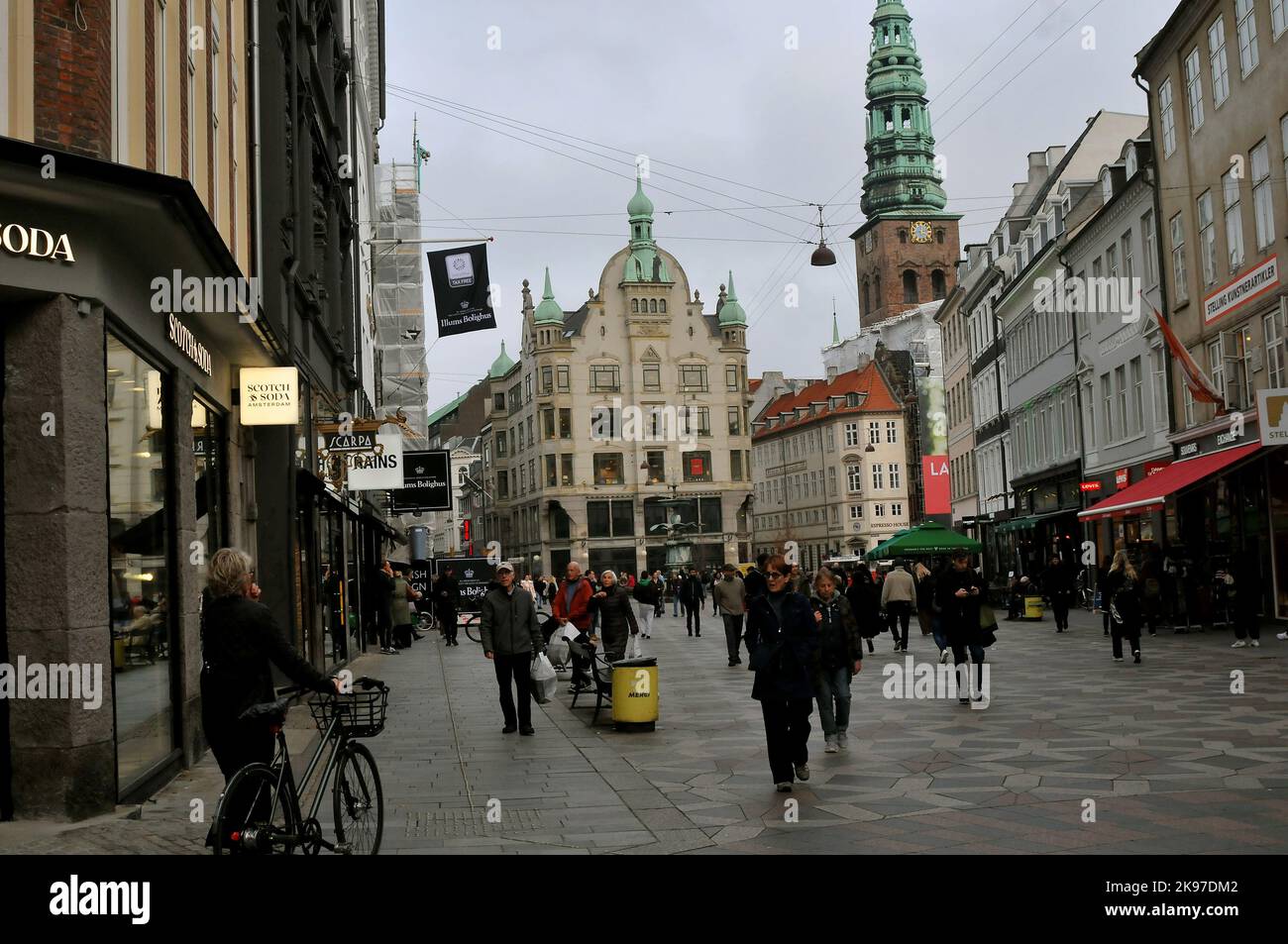 Copenhagen/Denmark/26 October 2022/Tourists and shoppers on stroeget ...