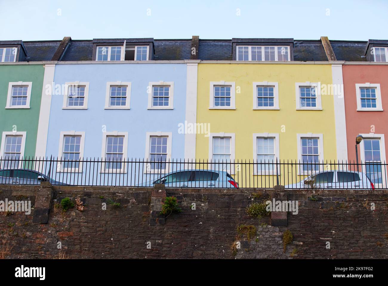 Bristol city centre, bright coloured houses on Redcliffe Parade Stock Photo